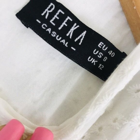 REFKA 100% Cotton Tiered Eyelet Maxi Dress Size Small - Picture 3 of 7